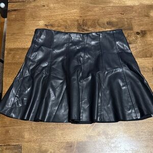 Zara Black Faux Leather Skater Skirt